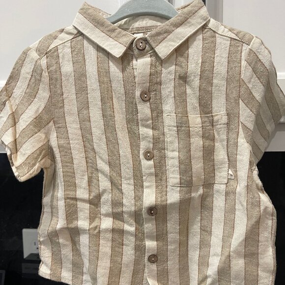 Rylee & Cru Other - Rylee + Cru collared short sleeve shirt in Autumn stripe -size 18-24M